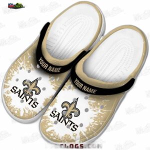 New Orleans Saints NFL Crocs Clogs - White Paint Splatter Fan Footwear 2
