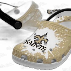 New Orleans Saints NFL Crocs Clogs - White Paint Splatter Fan Footwear 3