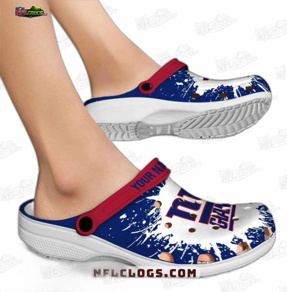 New York Giants White Splash Crocs – Custom Red Strap Fan Clogs New York Giants White Splash Crocs – Custom Red Strap Fan Clogs