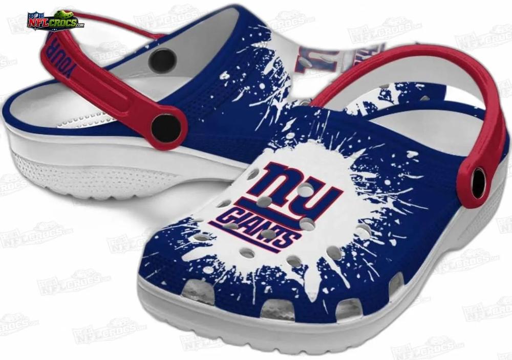 New York Giants White Splash Crocs – Custom Red Strap Fan Clogs New York Giants White Splash Crocs – Custom Red Strap Fan Clogs