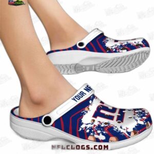 New York Giants NFL Crocs Clogs - White Strap Paint Splash NY Fan Footwear 1