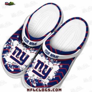 New York Giants NFL Crocs Clogs - White Strap Paint Splash NY Fan Footwear 3