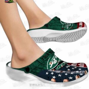 New York Jets NFL Crocs Clogs - USA Flag Mix Fan Footwear 1
