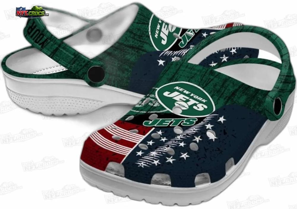 New York Jets USA Flag Crocs – Personalized Patriotic Fan Clogs New York Jets USA Flag Crocs – Personalized Patriotic Fan Clogs
