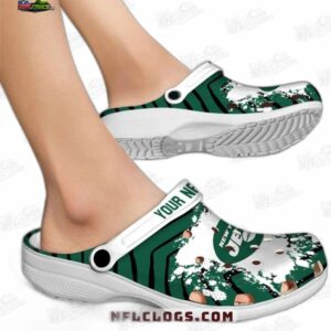New York Jets NFL Crocs Clogs - Zigzag Stripe Fan Footwear 1