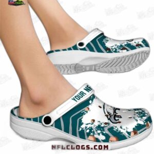 Philadelphia Eagles NFL Crocs Clogs - White Splash Green Stripe Fan Footwear 1