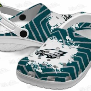 Philadelphia Eagles NFL Crocs Clogs - White Splash Green Stripe Fan Footwear 2