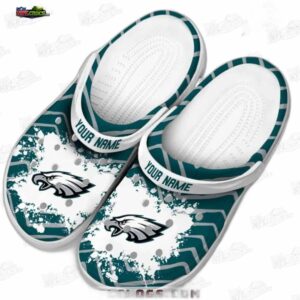 Philadelphia Eagles NFL Crocs Clogs - White Splash Green Stripe Fan Footwear 3