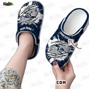 Seattle Seahawks NFL Crocs Clogs – Ripped Navy Custom Logo Fan Footwear