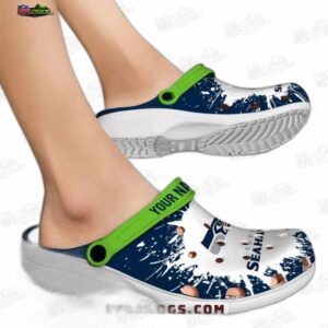 Seattle Seahawks NFL Crocs Clogs - White Splash Pattern Fan Footwear 2