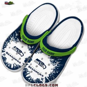 Seattle Seahawks NFL Crocs Clogs - White Splash Pattern Fan Footwear 3