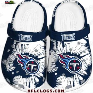 Tennessee Titans NFL Crocs Clogs - White and Navy Burst Logo Fan Footwear