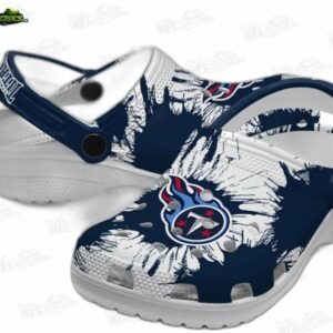 Tennessee Titans NFL Crocs Clogs - White and Navy Burst Logo Fan Footwear 1
