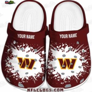 Washington Commanders NFL Crocs Clogs - White Splatter Fan Fan Footwear