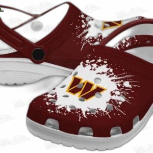 Washington Commanders NFL Crocs Clogs - White Splatter Fan Fan Footwear 3
