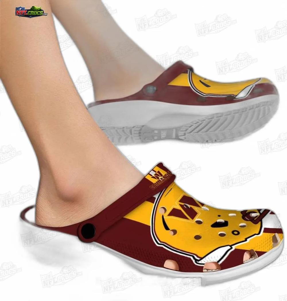 Washington Commanders Yellow Helmet Crocs – Burgundy Gold Football Clogs Washington Commanders Yellow Helmet Crocs – Burgundy Gold Football Clogs