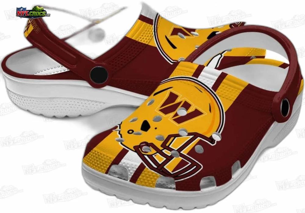 Washington Commanders Yellow Helmet Crocs – Burgundy Gold Football Clogs Washington Commanders Yellow Helmet Crocs – Burgundy Gold Football Clogs